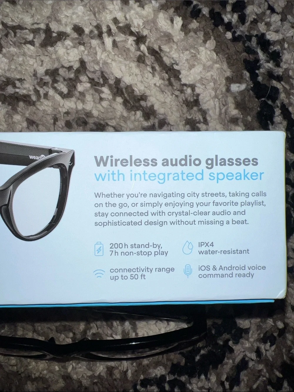 Wireless Smart Glasses in Black Glossy Frame